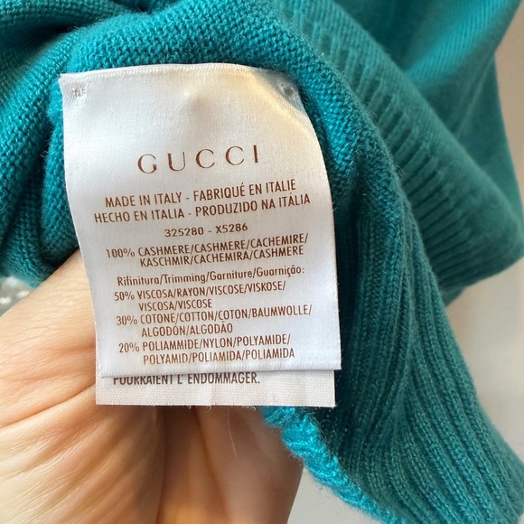 Gucci 100% Cashmere Knit Top – Size XS – Teal - Picture 5 of 5